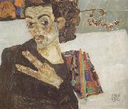 Egon Schiele Self-Portrait with Black Clay Vase and Spread Fingers (mk12) Germany oil painting artist
